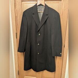 Calvin Klein Brown Wool Cashmere Men's Coat - Classic Single-Breasted Design.42L